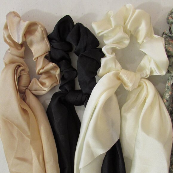 Ribbon Hair Ties 3 Solid/3 Floral NEW - Picture 5 of 7